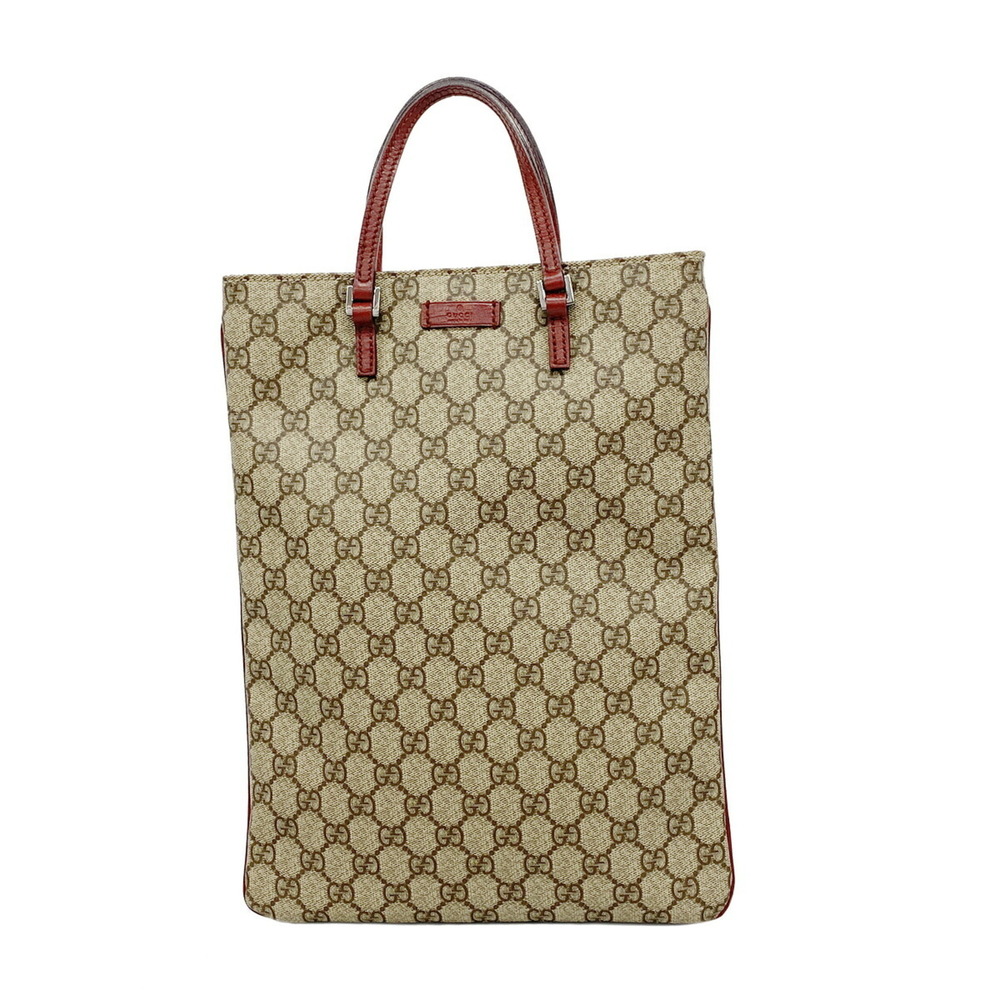 Gucci GG Supreme Tote Bag 117551 Brown Red Women's